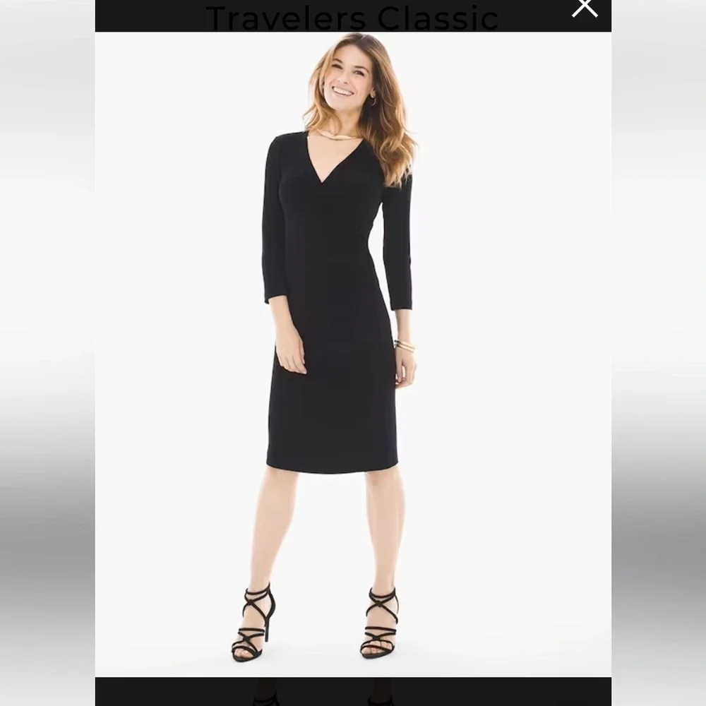 NWT Chico’s Women’s Black Traveler’s Classic Rosemary Wrap Dress - Size 1 - US 8 - Picture 1 of 6